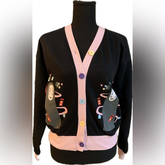 Her Universe Sweaters - Her Universe Spirited Away Black and Pink Cardigan Size Small